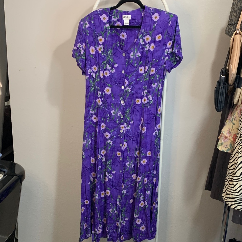 Vintage J.B.S. LTD. Purple Floral Maxi Dress